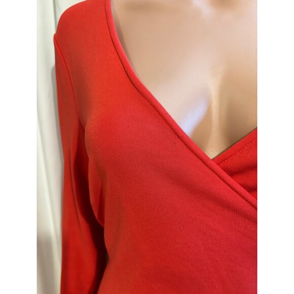 Sutton Studio Red Knee-Length True Wrap Dress Size Large - Picture 6 of 9